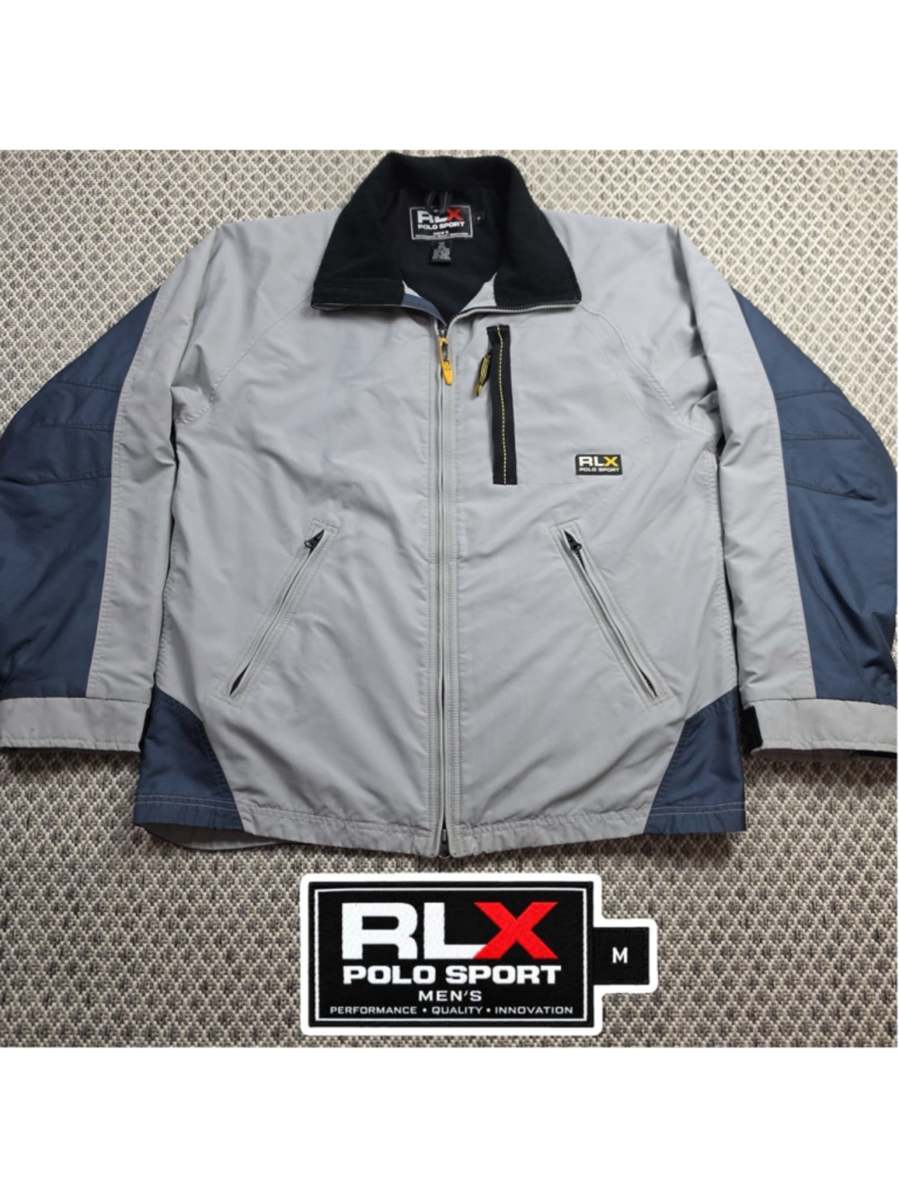 Vintage Polo Sport Ralph Lauren RLX Mens M Ski Jacket Gray Technical Snow